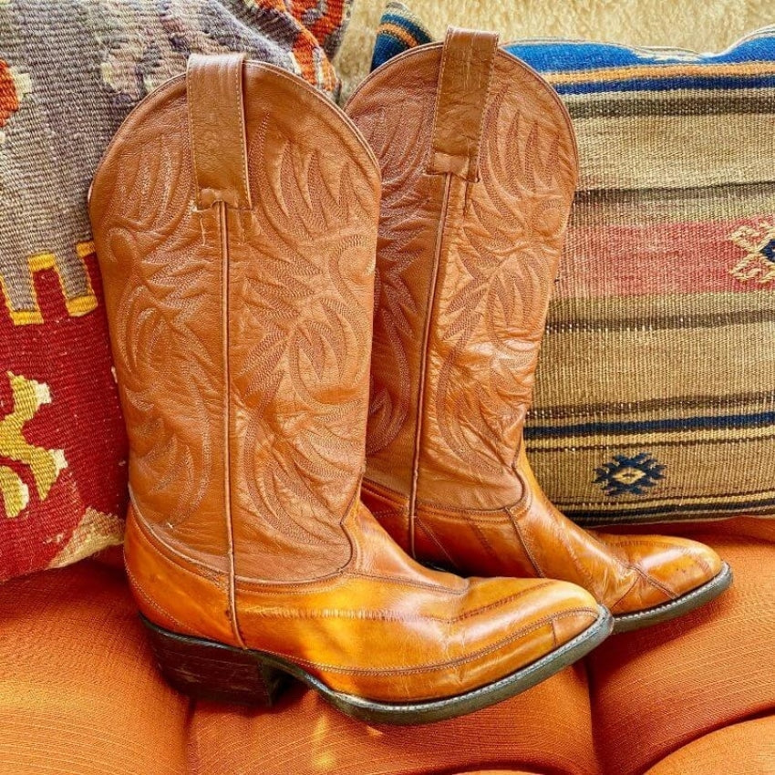 Vintage Custom Cazador Eel Skin Cowgirl Boots Size 7 1980s Yourgreatfinds