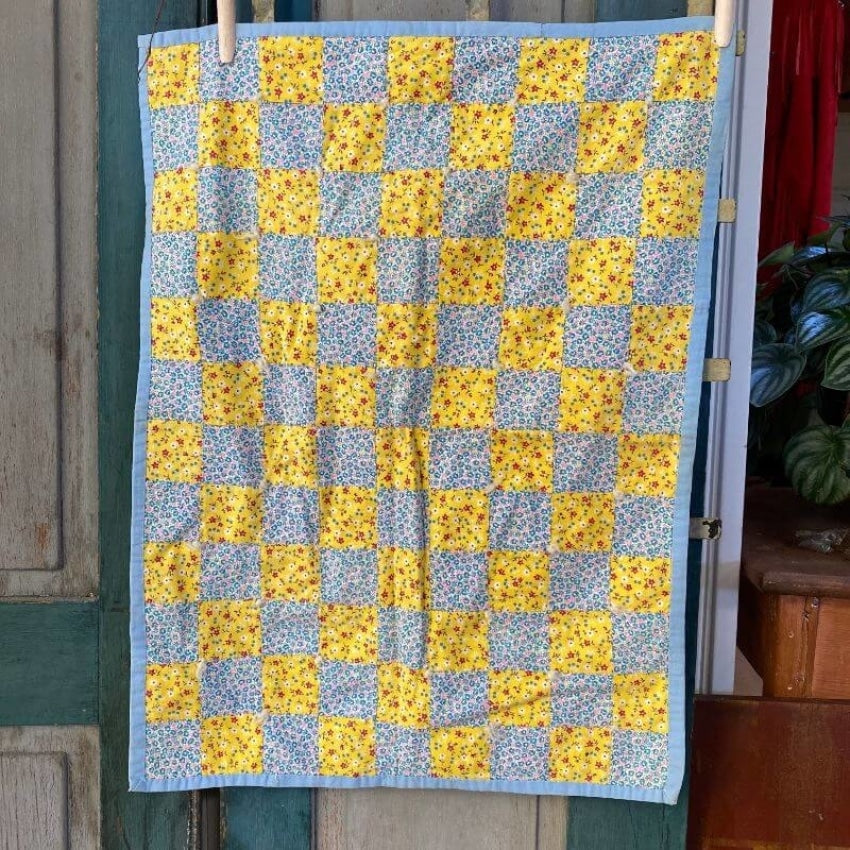 Vintage Hand Tied 1930s Doll Quilt in Calico Fabric Yourgreatfinds