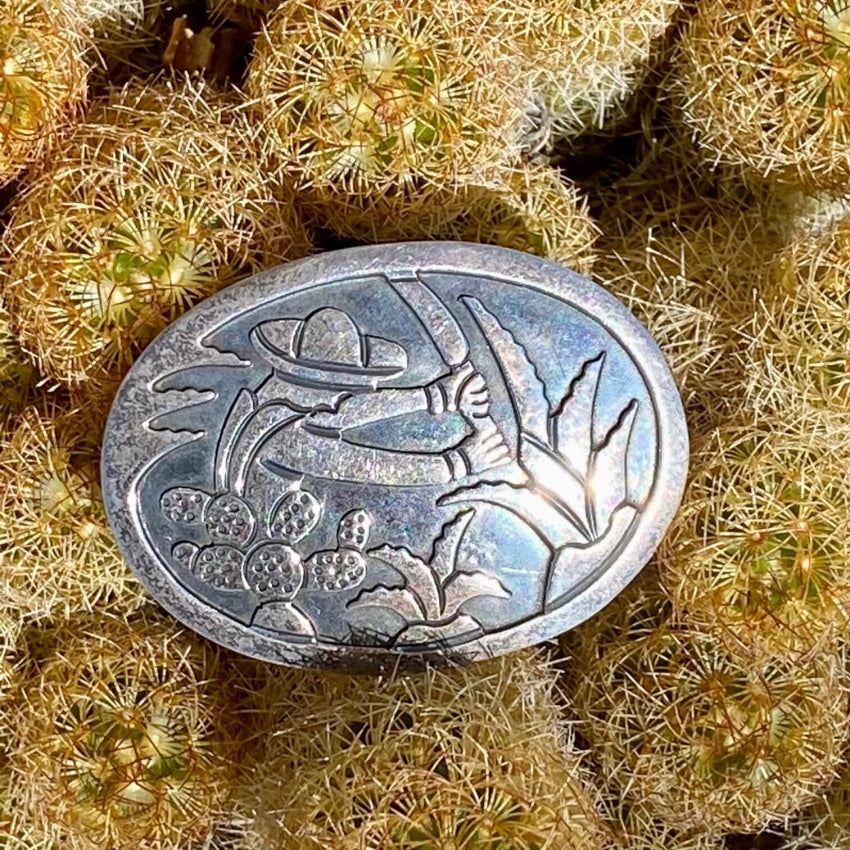 Vintage Mexican Cactus Agave Harvester Pin Sterling