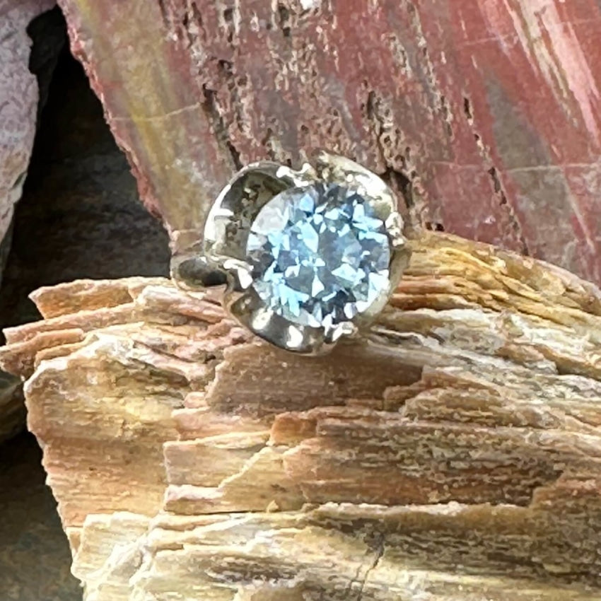Vintage Mexican Sterling Silver Blue Topaz Ring 5.5