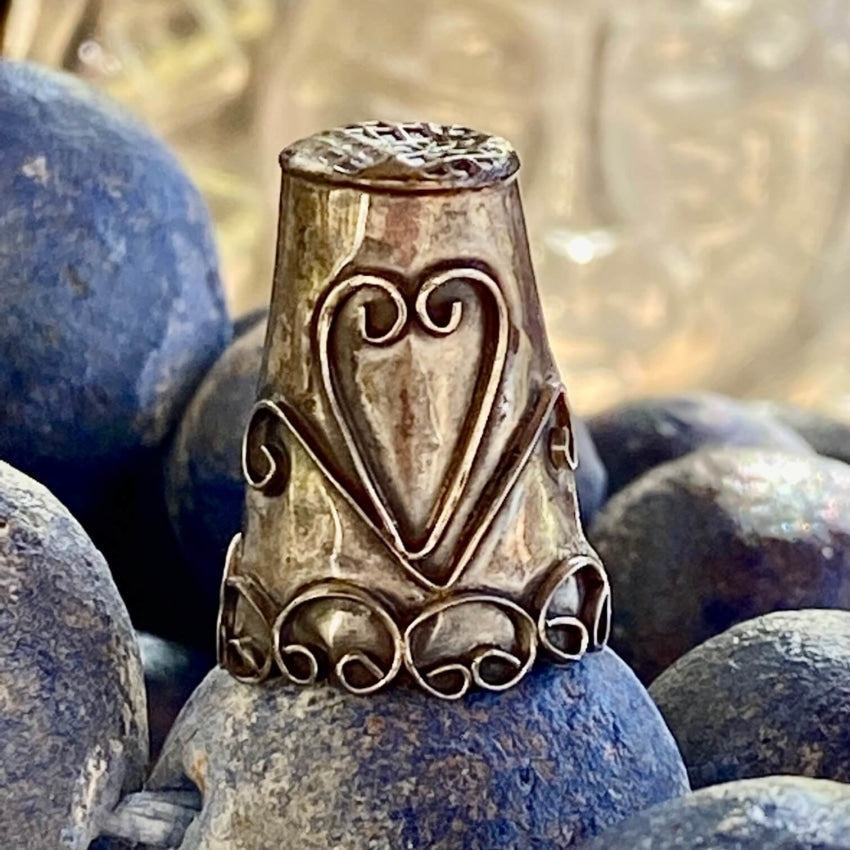 Vintage Mexican Sterling Silver Thimble with Heart Yourgreatfinds