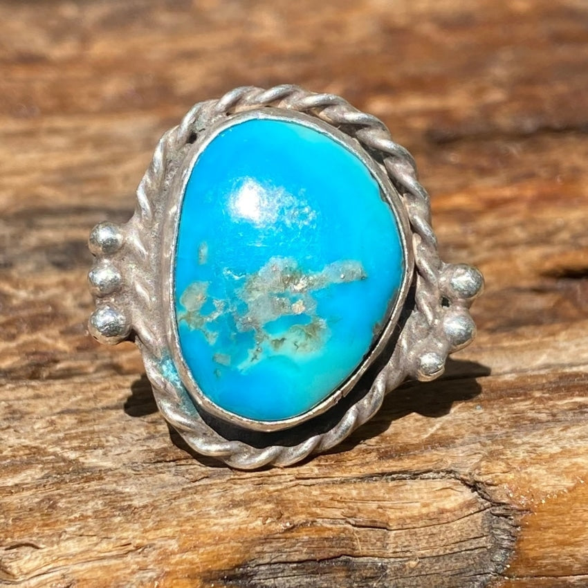 Vintage Navajo Sterling Silver Blue Turquoise Ring Size 7 Yourgreatfinds