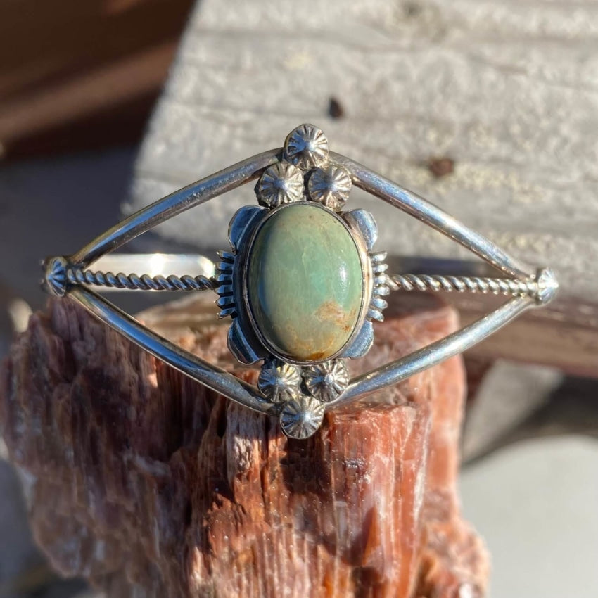 Vintage Navajo Sterling Silver Mint Green Turquoise Bracelet