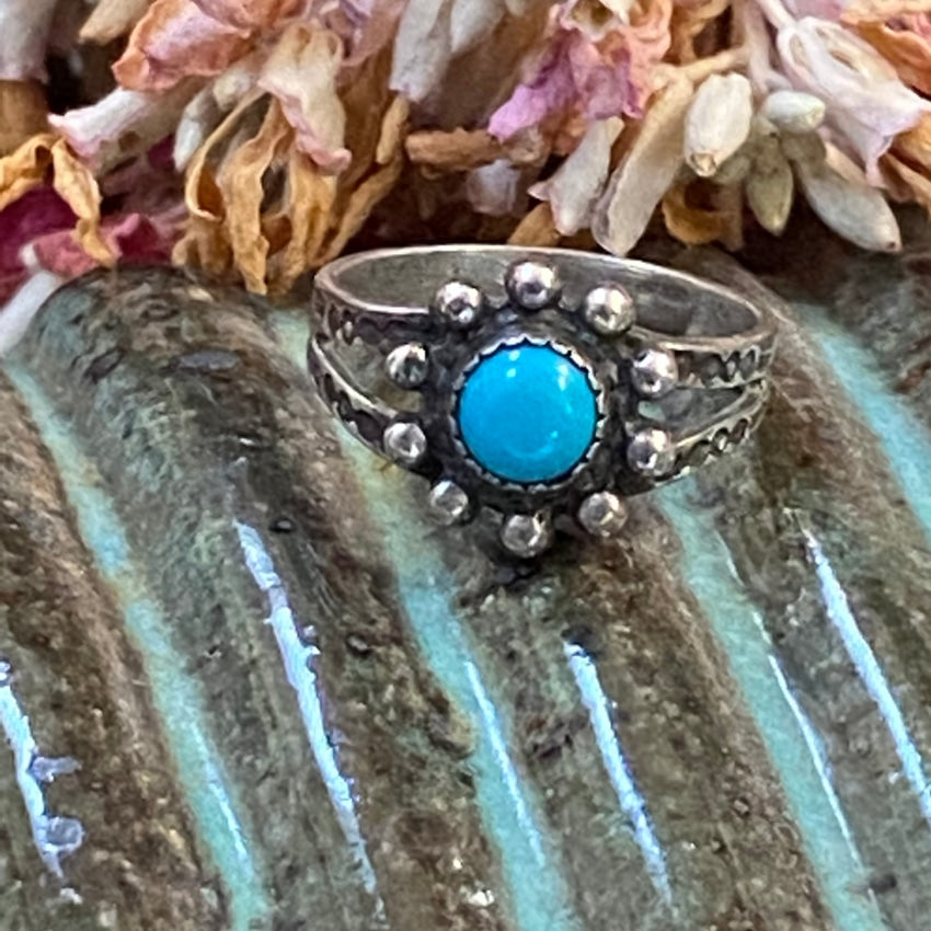 Vintage Navajo Sterling Silver Turquoise Ring Maisels Size 5.5 Rings