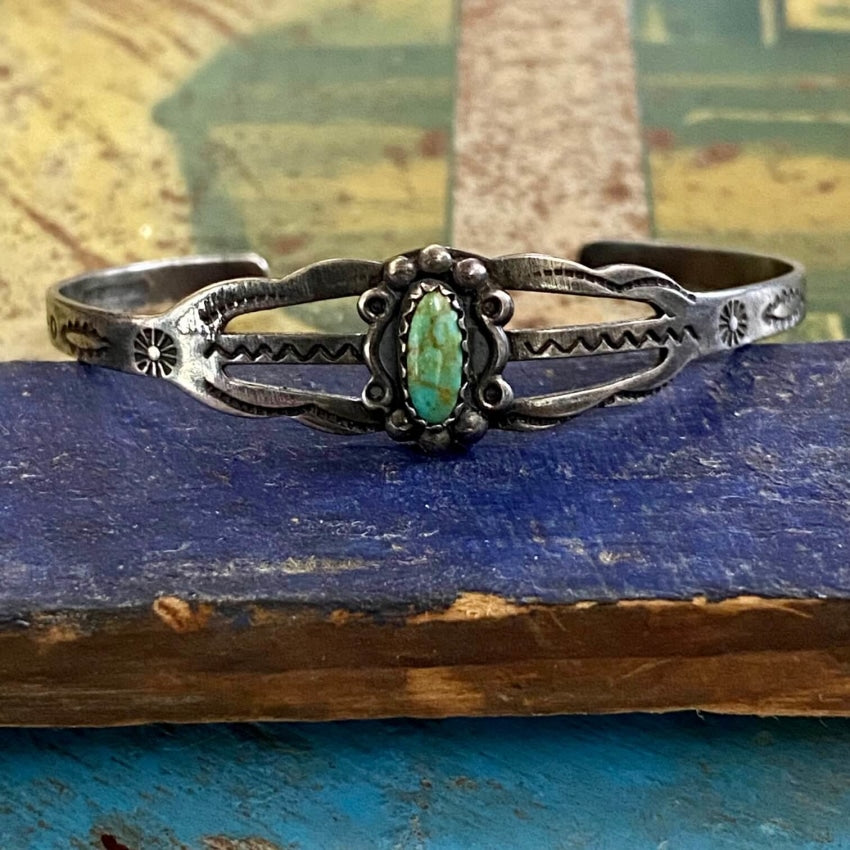 Unsigned Old Pawn Morenci Turquoise Bracelet Navajo Sterling Silver Cuff  1950s | eBay