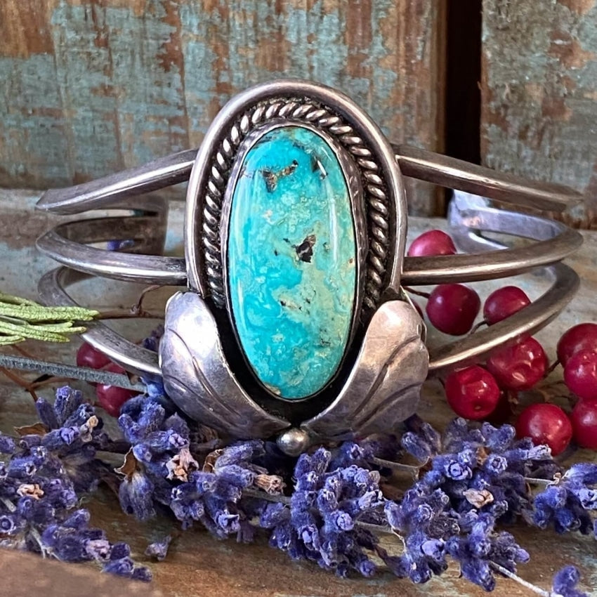 Vintage Navajo Turquoise Sterling Silver Cuff Bracelet Yourgreatfinds