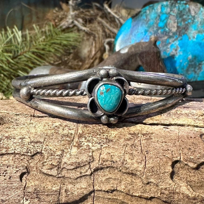 Navajo Three Stoned Turquoise Bracelet c.1930's