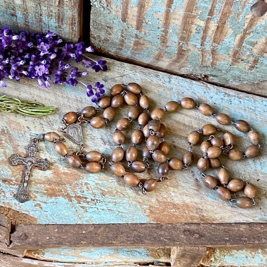 Vintage Olive Seed Pit Rosary with Patina Yourgreatfinds