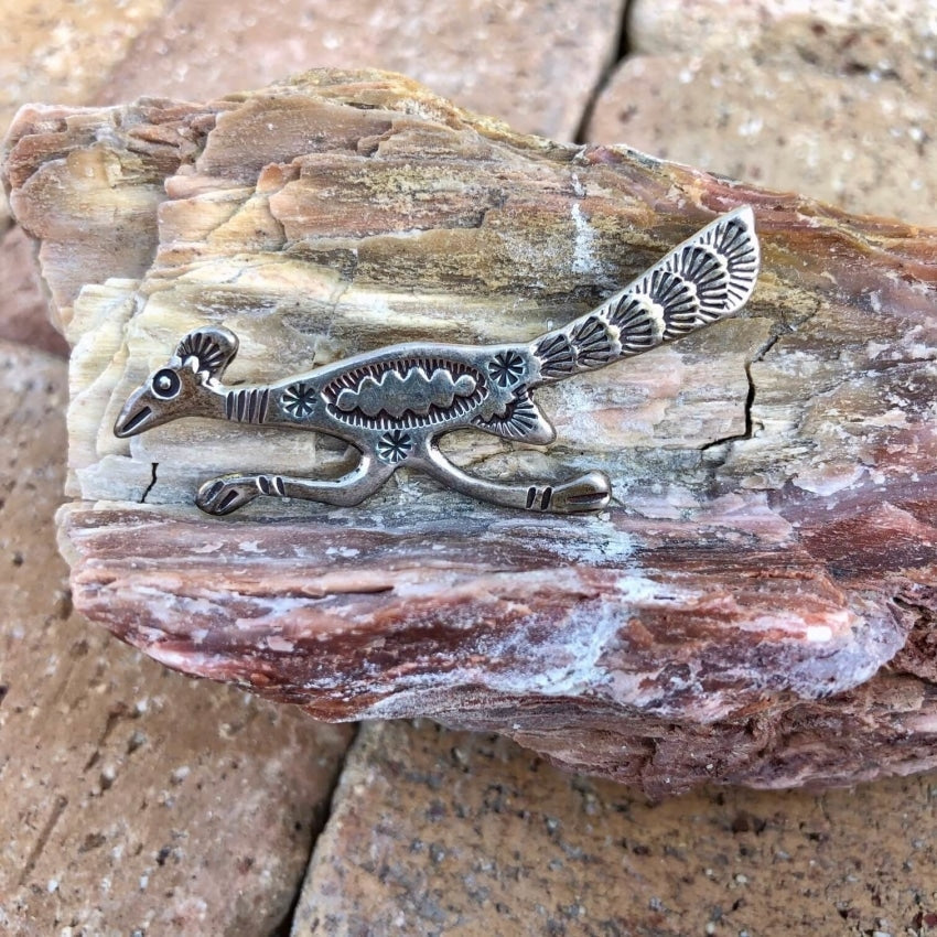 Vintage Sand Cast Stamped Sterling Silver Roadrunner Pin Yourgreatfinds