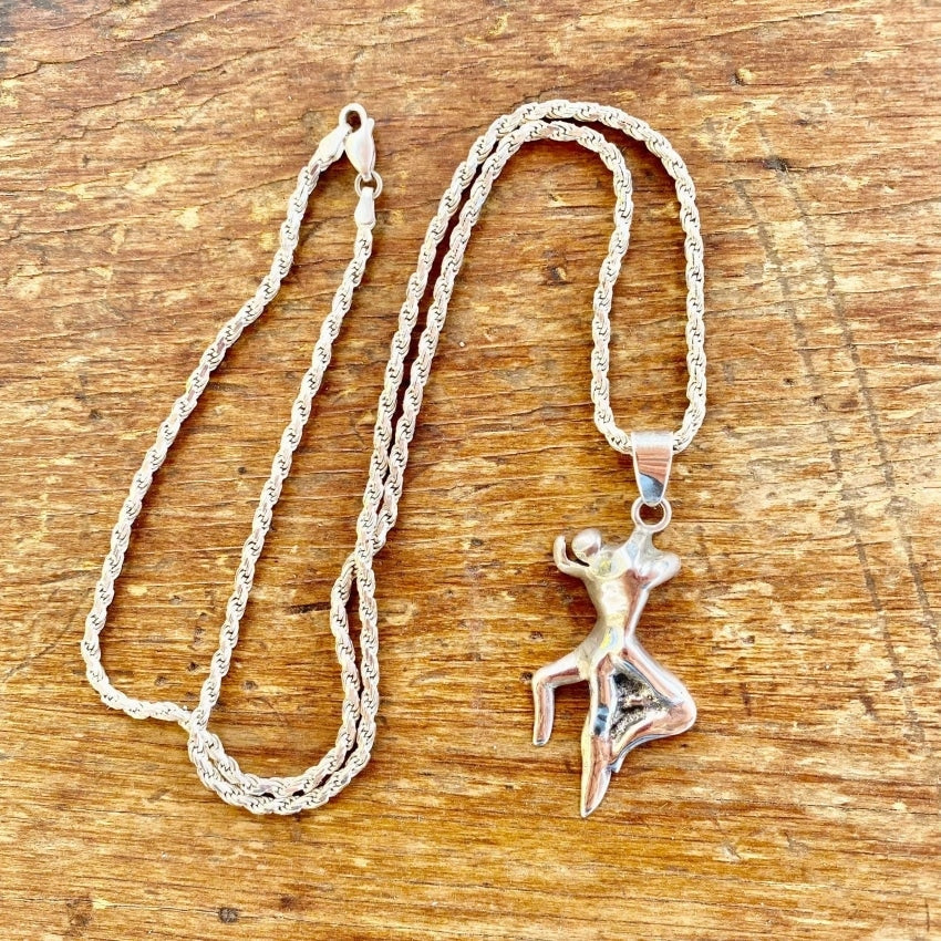 Vintage Solid Sterling Silver Dancer Necklace Mexico Yourgreatfinds