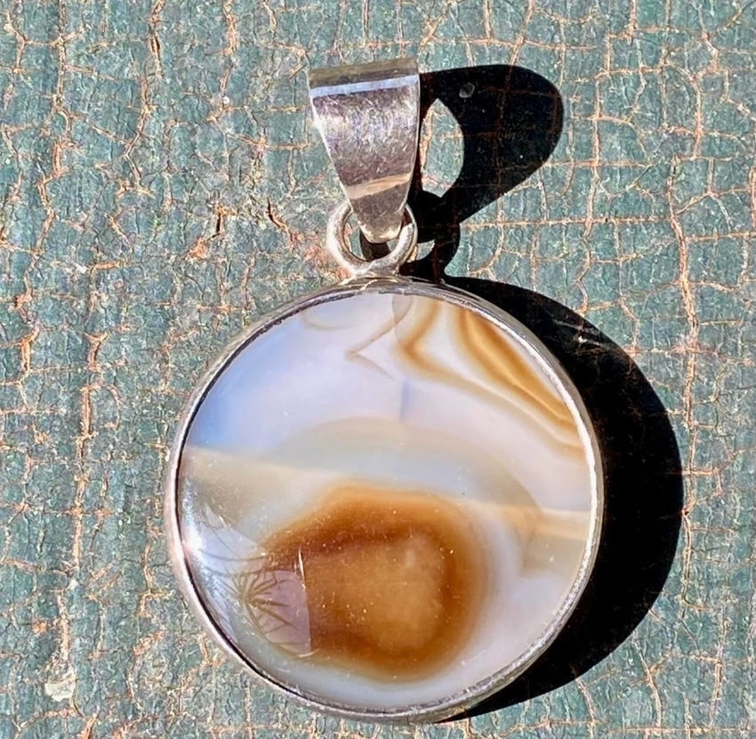 Vintage Sterling Silver Agate Pendant Yourgreatfinds