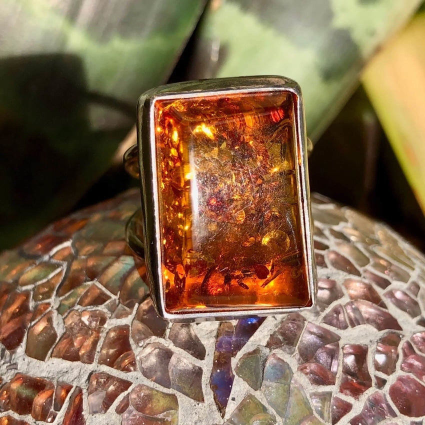 Vintage Sterling Silver Baltic Amber Ring Size 5.5 Yourgreatfinds