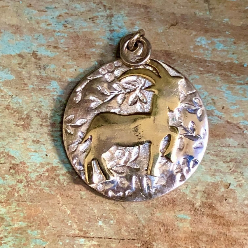 Vintage Sterling Silver Capricorn Medallion Pendant Charm Yourgreatfinds