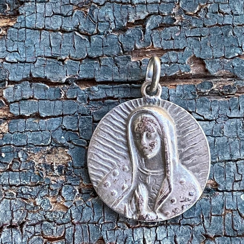 Vintage Sterling Silver Catholic Mary Medallion Pendant Yourgreatfinds