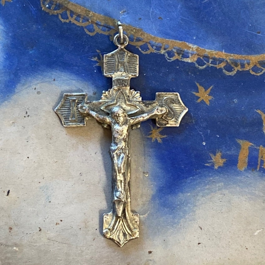 Vintage Sterling Silver Crucifix Cross Pendant in great detail Yourgreatfinds