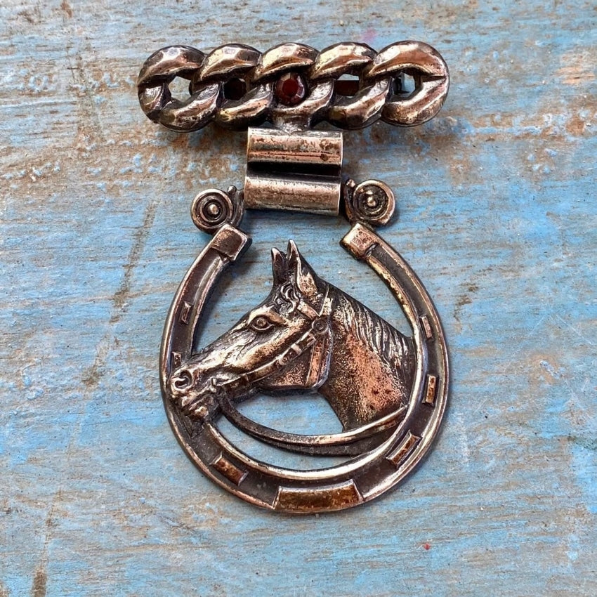 Vintage Sterling Silver Equestrian Horse Horseshoe Pin Brooch Yourgreatfinds