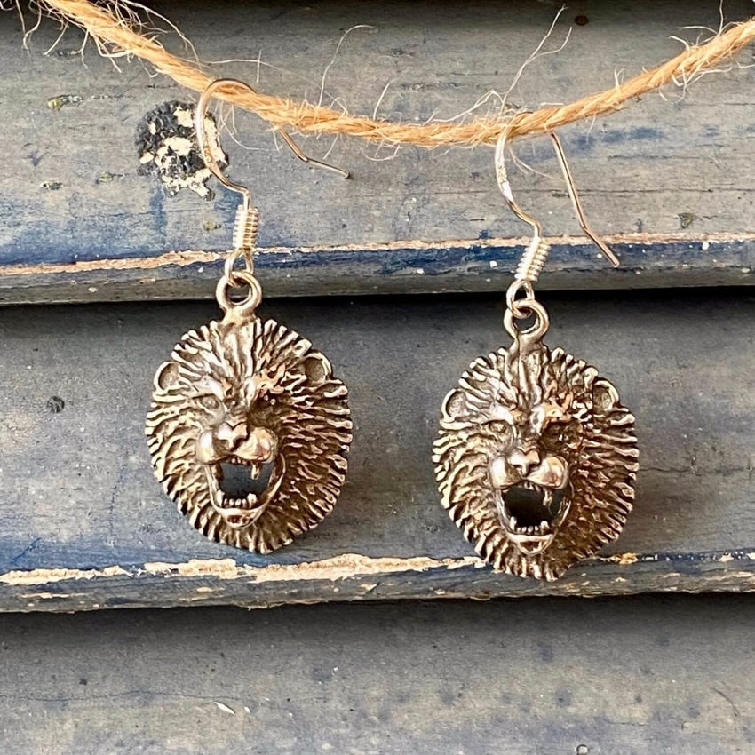 Vintage Sterling Silver Leo Lion Pierced Earrings Yourgreatfinds
