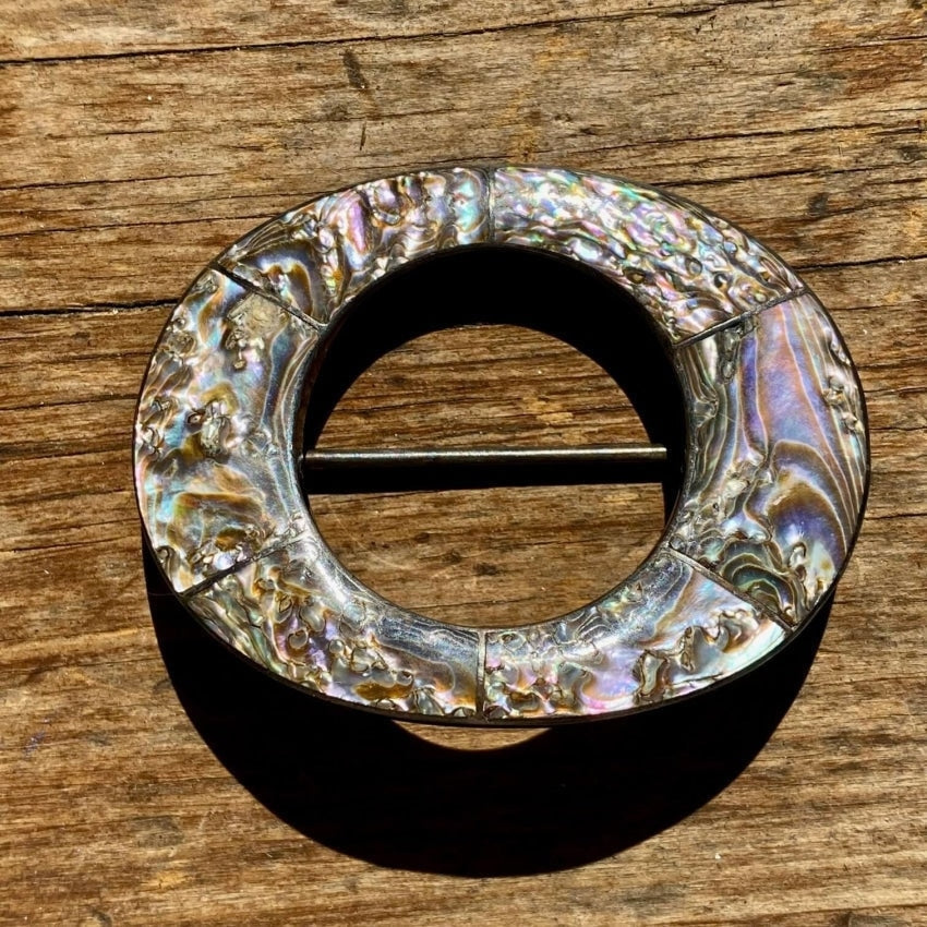 Vintage Sterling Silver Paua Abalone Sash Brooch Pin Yourgreatfinds