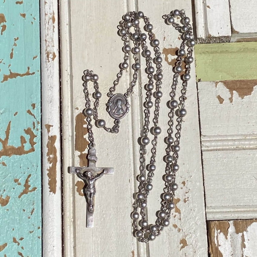 Vintage Sterling Silver Rosary in Little Case Yourgreatfinds