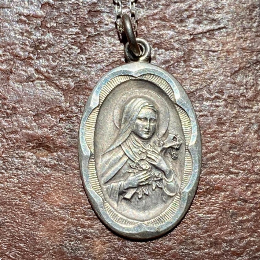 Vintage Sterling Silver St. Theresa Necklace Catholic Yourgreatfinds