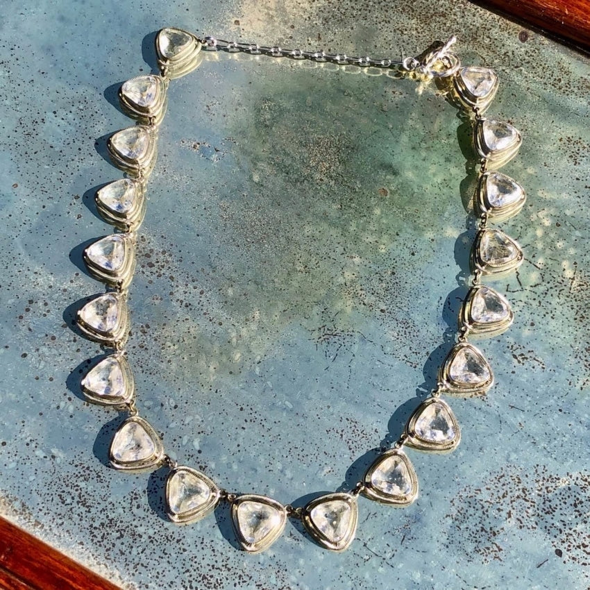 Vintage Sterling Silver White Crystal Necklace Yourgreatfinds