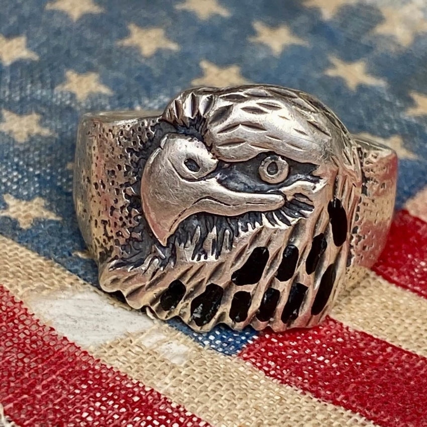 Vintage Time Worn American Eagle Ring Sterling Silver Size 11 Yourgreatfinds